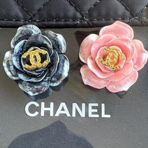Chanel Black and Pink Camellia Brooch or necklace both 185 each! 30% off bundled